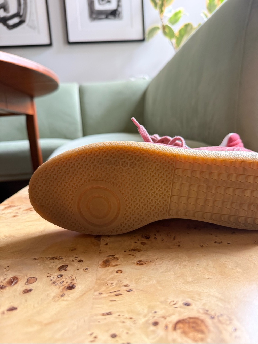 ALOHAS Pink Suede Low-Top Sneakers with Gum Sole - Picture 5 of 6